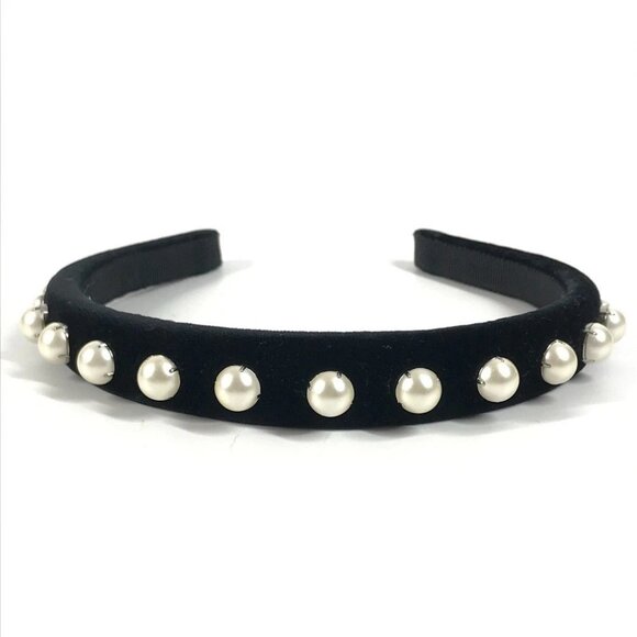 MIUMIU Faux pearl hair accessories hair band headband Katyusha Velor Black - Picture 4 of 12